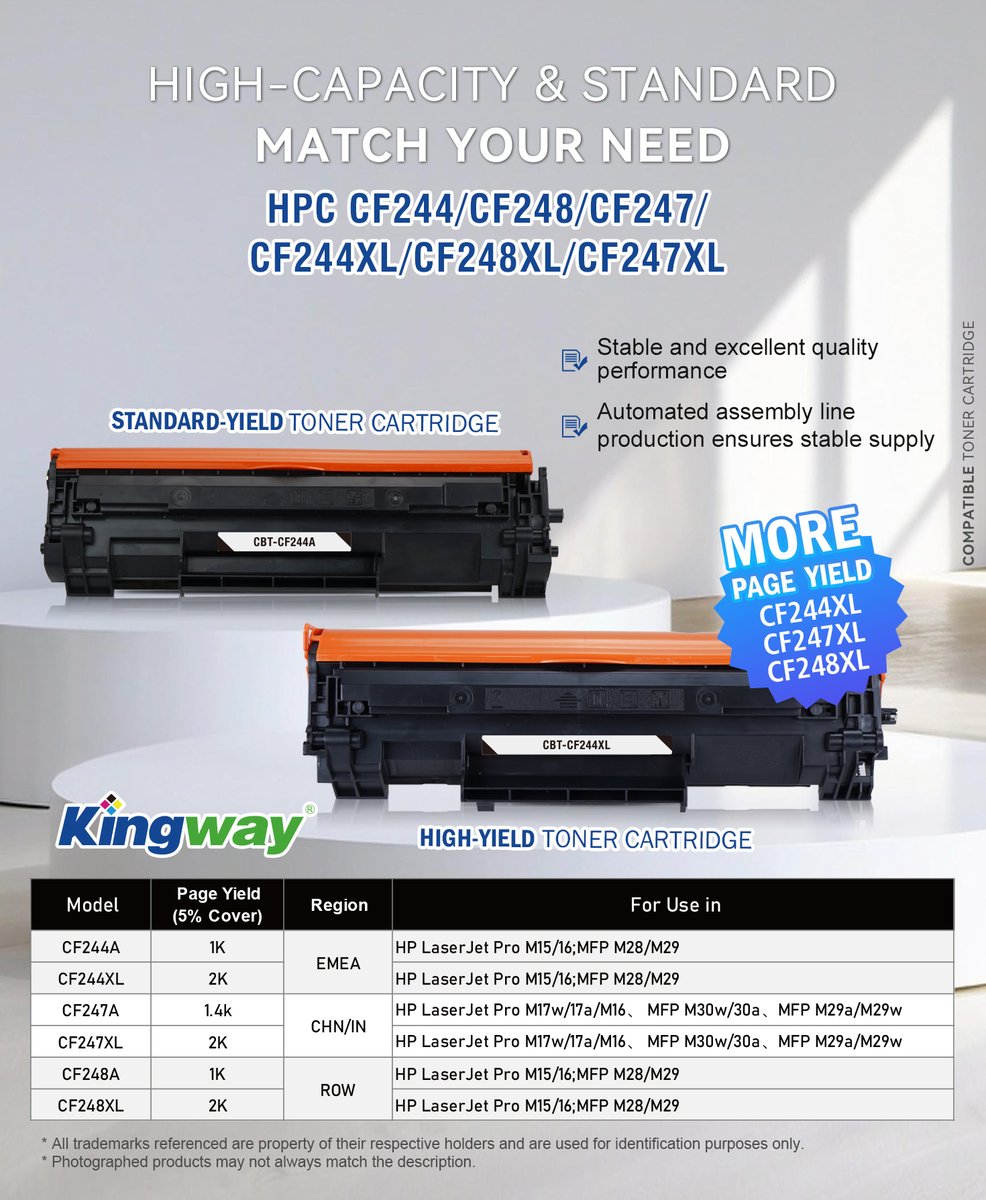 special2Jo's tweet photo. Looking for reliable toner solutions? Kingway's toner cartridge, equipped with a COMPATIBLE CHIP, offers exceptional performance and value. Perfect for distributors seeking quality and efficiency. Partner with us today!
#tonercartridge #ink #inks #wholesale https://t.co/VBXj9lrv2M