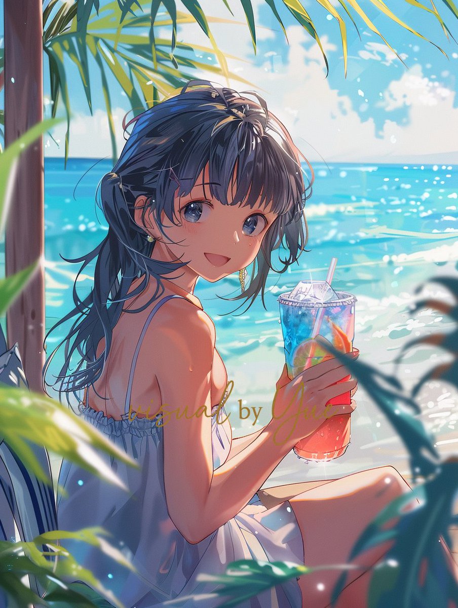 giai1972's tweet photo. #南国ガール #ビーチサイドの休日 #夏色ドリンク #トロピカルガール #海辺の笑顔 #リゾート気分 #サマーバケーション #青い海と空 #アニメの夏休み #visualbyYue https://t.co/Vier7KTrEe