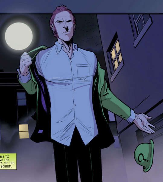 the_whar's tweet photo. Should the DCU's Riddler tell riddles or have a strict no-riddle rule? https://t.co/l6sVGSKeKA