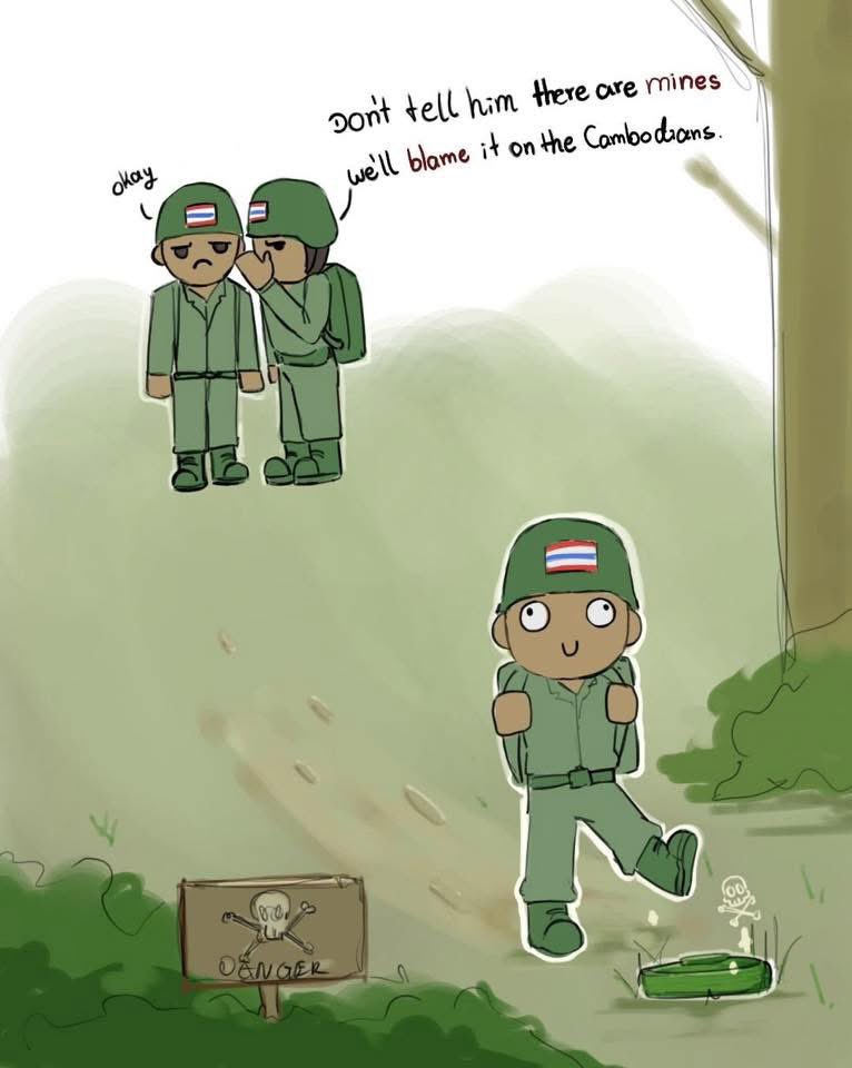 If the landmine explosion was pre-planned, it shows Thailand’s extreme cruelty in using human lives to smear others; if not, it proves 100% that Thai soldiers invaded Cambodian territory.

#ThailandViolatestheceasefire
#CambodiaNeedPeace
#FreeCambodianSoldiers