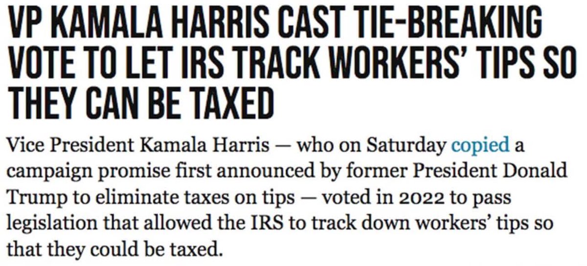 One of the differences that helps the working class, Trump removed a tax burden that Kamala  made happen.
