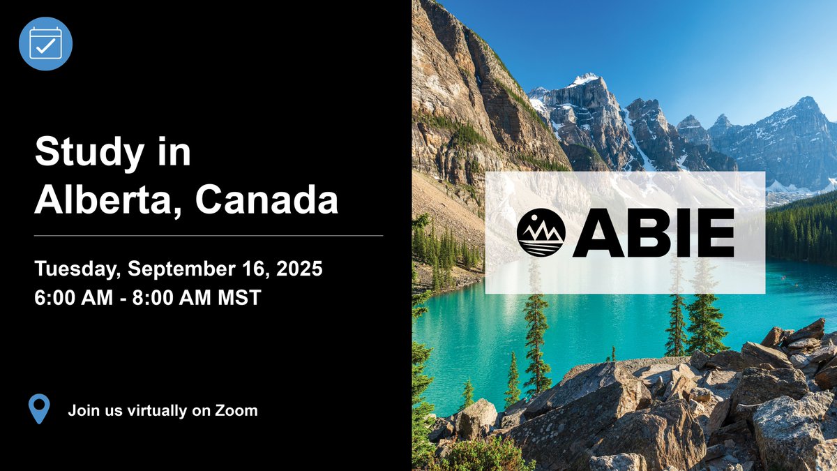 Vous envisagez d'étudier au Canada ? Rejoignez les établissements postsecondaires de l'Alberta lors du prochain Salon virtuel de l'éducation organisé par l’Alberta Bureau for International Education.

L'inscription gratuite est ouverte dès maintenant:  us06web.zoom.us/.../register/_…