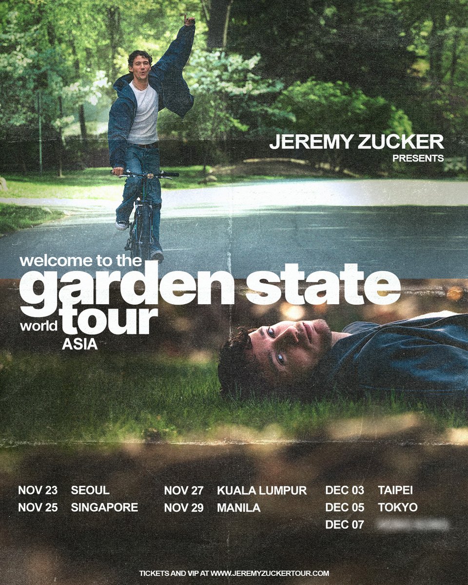 jeremyzucker's tweet image. ASIA!! I’m sooo excited to be bringing the Garden State tour to you later this year. Sign up for general on-sale reminders and for more information at jeremyzuckertour.com. See you soon!!