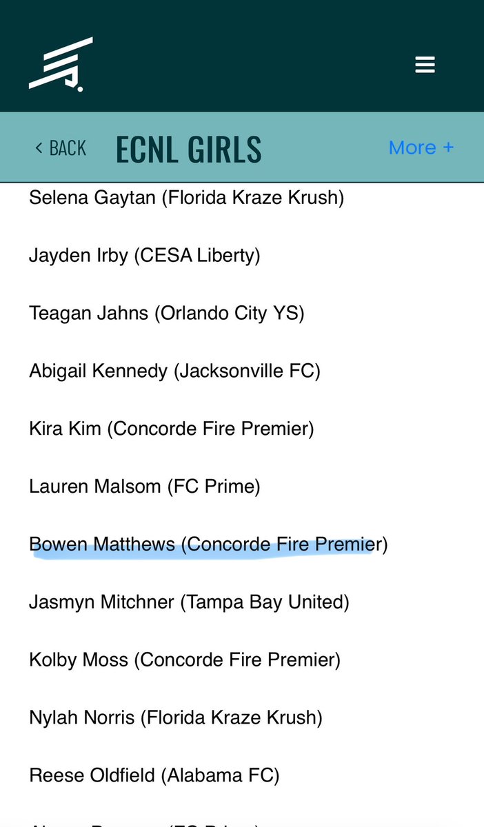 So blessed and grateful to receive ECNL 1st team All conference! Thank you <a href="/ECNLgirls/">ECNL Girls</a>
