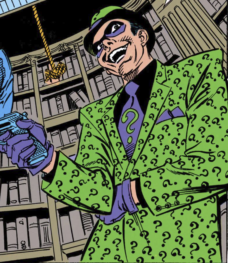 the_whar's tweet photo. Should the DCU's Riddler tell riddles or have a strict no-riddle rule? https://t.co/l6sVGSKeKA