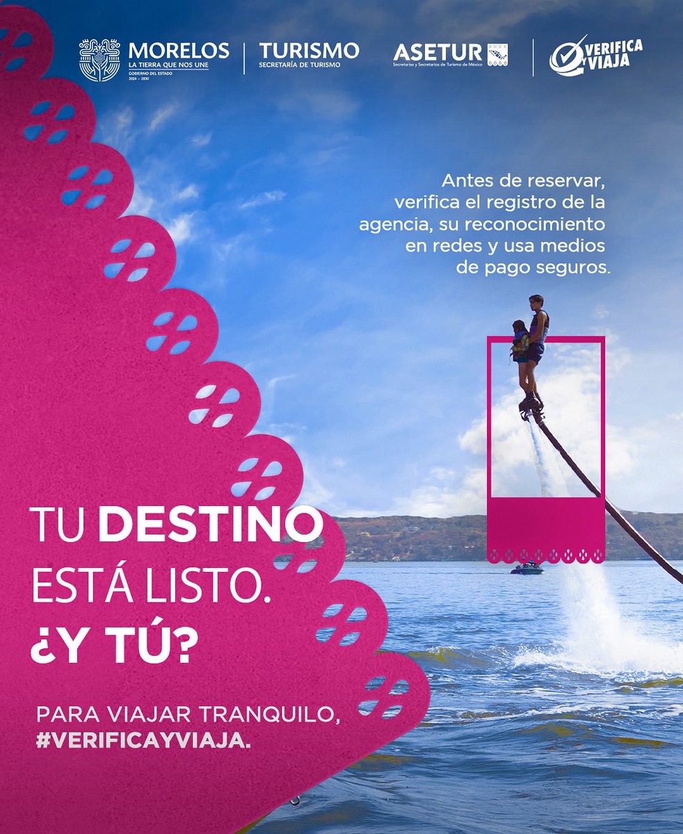Verano + ganas de viajar = éxito asegurado, si antes verificas. Consulta opiniones, confirma registro y usa pagos seguros. En Secretaría de Turismo Morelos te orientamos. 

#VerificaYViaja #CompraSegura
