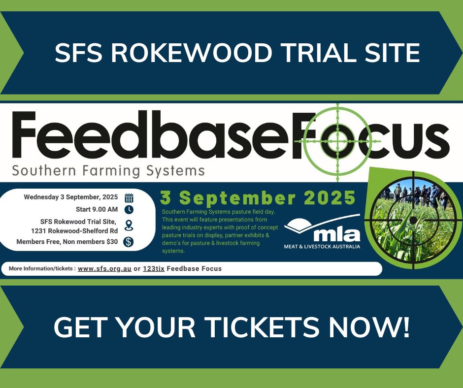 🌱Southern Farming Systems Pasture Field Day is here!
Join us for a hands-on experience exploring pasture and livestock farming systems.
📅 Wed 3 Sept 2025
📍 1231 Rokewood Shelford Rd, Rokewood
🎟️ RSVP bit.ly/4lyrI3T
To secure your spot and enjoy expert talks, live