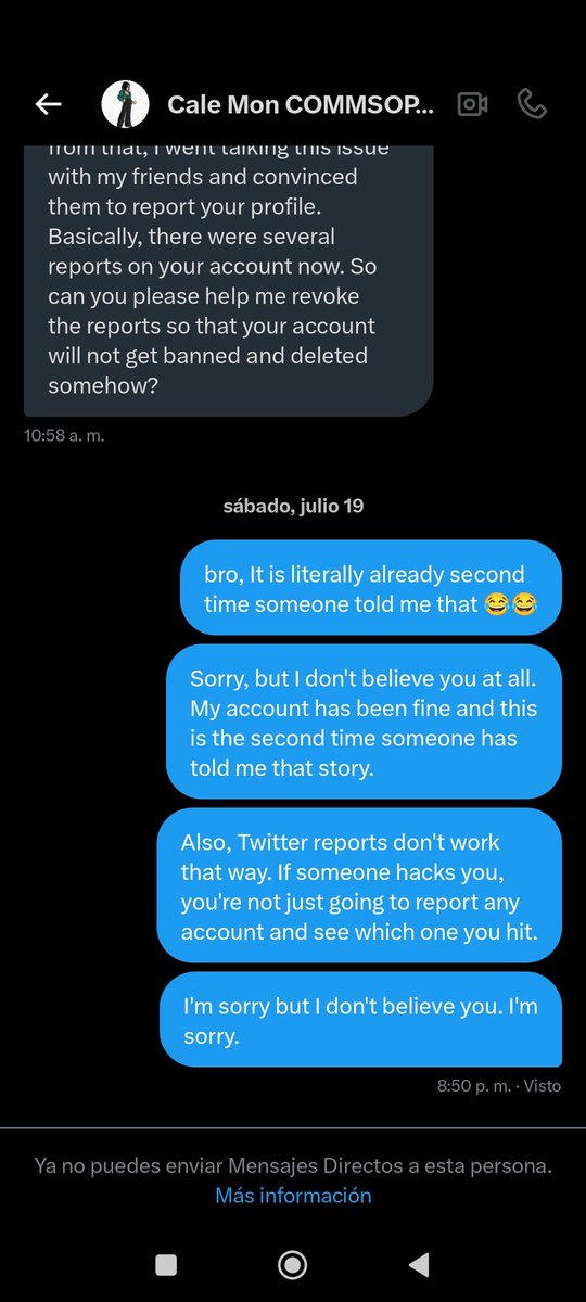 asterCyan's tweet photo. Que sinceramente ni le creí, simplemente entren a mi perfil y hasta me daría risa que me hayan confundido con un hacker XDDD, y pues la verdad a este punto me pareció muy gracioso y confronte a esta persona y me bloqueó.. https://t.co/YMEeoufH0c