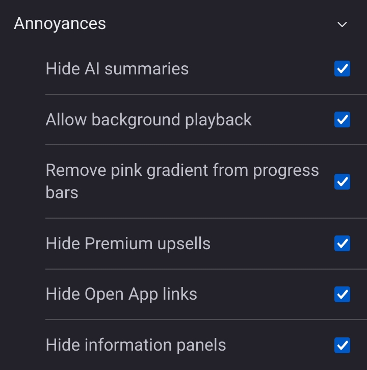ControlPanelFT's tweet image. Don't forget to check your Control Panel for YouTube options every so often
We don't tend to enable new options which change behaviour by default, e.g. Enable background playback on mobile, which is just the best for music to snooze to