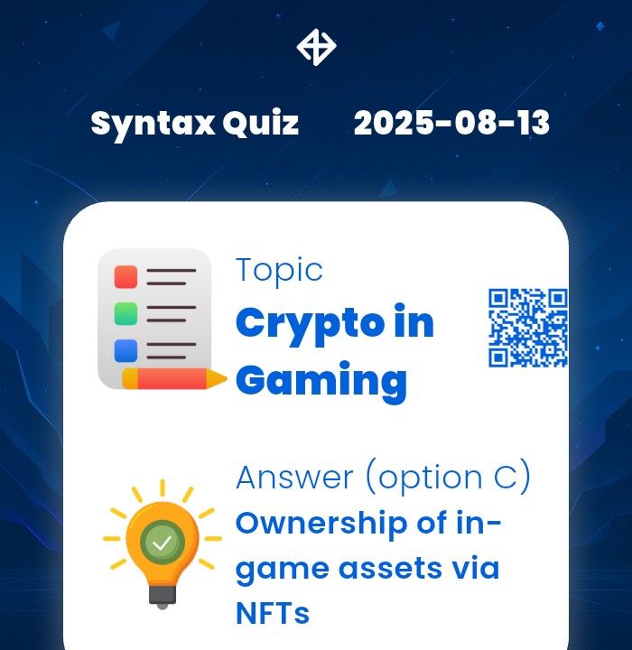 Okoemyl's tweet image. Syntax general quiz answers:
Crypto in-gaming Answers 13/08/2025
Syntax vault today ~ 5832
#SyntaxVersequiz #Syntaxquiz
