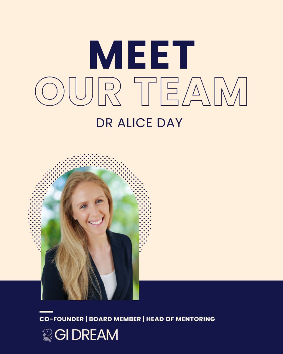 Introducing the GI DREAM Team:

<a href="/Alice_APD/">Dr Alice Day</a> Co-Founder | Board Member | Head of Mentoring 

Read more about Dr Alice Day and GI DREAM at gidream.org
