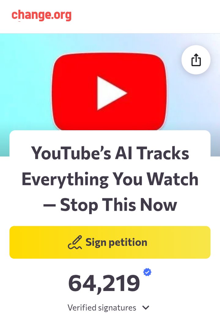 Just found this petition against YouTube's AI, PLEASE GO SIGN IT‼️

chng.it/zXky84gWZV
