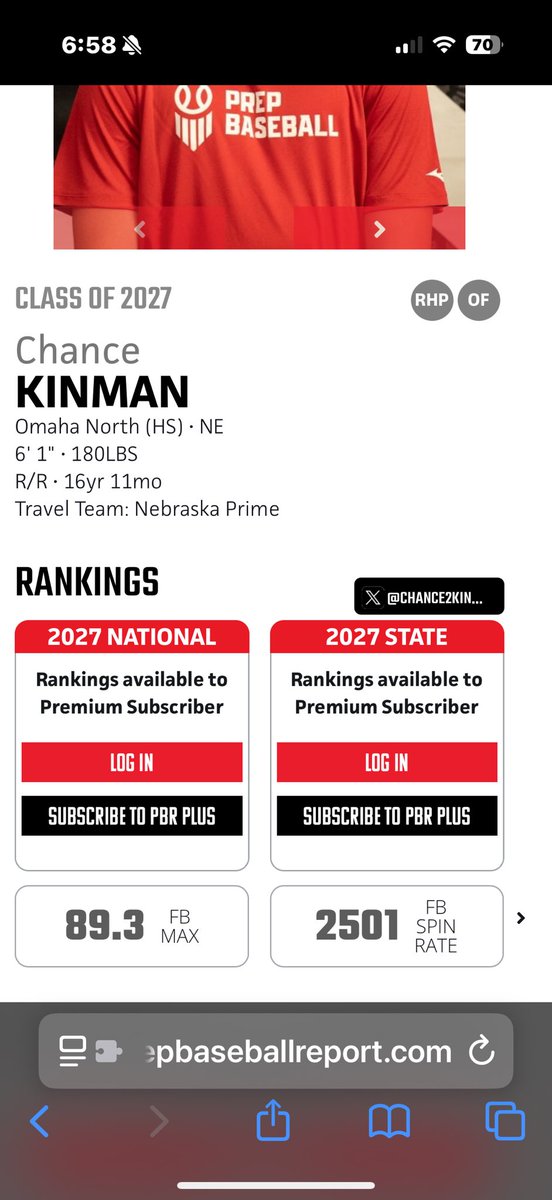 Chance Kinman (@chance2kinman) on Twitter photo PBR Summer ID
Progress
Went from 83 to 87-89 topping 89.3
Max RPM 2501
<a href="/PB_Uncommitted/">Prep Baseball Uncommitted</a> <a href="/PrepBaseballNE/">Prep Baseball Nebraska</a> PBR Summer ID
Progress
Went from 83 to 87-89 topping 89.3
Max RPM 2501
<a href="/PB_Uncommitted/">Prep Baseball Uncommitted</a> <a href="/PrepBaseballNE/">Prep Baseball Nebraska</a>