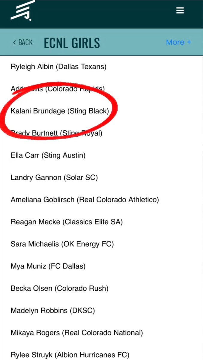 Kalani Brundage (@kalanib_10) on Twitter photo Grateful to be selected for U16 <a href="/ECNLgirls/">ECNL Girls</a> Second Team All-Conference! ๐๐ค <a href="/CoachOrford/">Mike Orford</a> <a href="/adamflynnAF/">Adam Flynn</a> <a href="/StingBlkECNL09/">Sting Black ECNL 09G</a>
<a href="/StingSoccerClub/">Sting Soccer Club</a> <a href="/ECNLgirls/">ECNL Girls</a> <a href="/PrepSoccerTX/">Prep Soccer Texas</a> <a href="/ImYouthSoccer/">ECNL/GA/Recruiting/College Soccer</a> <a href="/ImCollegeSoccer/">College Soccer Truth โข</a> <a href="/TopDrawerSoccer/">TopDrawerSoccer</a> <a href="/TheSoccerWire/">SoccerWire</a> <a href="/levelonesoccer/">Level One Soccer</a> <a href="/rex_carrell/">Rex Carrell</a> <a href="/CoachChloe09/">Chloe Roberts</a> Grateful to be selected for U16 <a href="/ECNLgirls/">ECNL Girls</a> Second Team All-Conference! ๐๐ค <a href="/CoachOrford/">Mike Orford</a> <a href="/adamflynnAF/">Adam Flynn</a> <a href="/StingBlkECNL09/">Sting Black ECNL 09G</a>
<a href="/StingSoccerClub/">Sting Soccer Club</a> <a href="/ECNLgirls/">ECNL Girls</a> <a href="/PrepSoccerTX/">Prep Soccer Texas</a> <a href="/ImYouthSoccer/">ECNL/GA/Recruiting/College Soccer</a> <a href="/ImCollegeSoccer/">College Soccer Truth โข</a> <a href="/TopDrawerSoccer/">TopDrawerSoccer</a> <a href="/TheSoccerWire/">SoccerWire</a> <a href="/levelonesoccer/">Level One Soccer</a> <a href="/rex_carrell/">Rex Carrell</a> <a href="/CoachChloe09/">Chloe Roberts</a>
