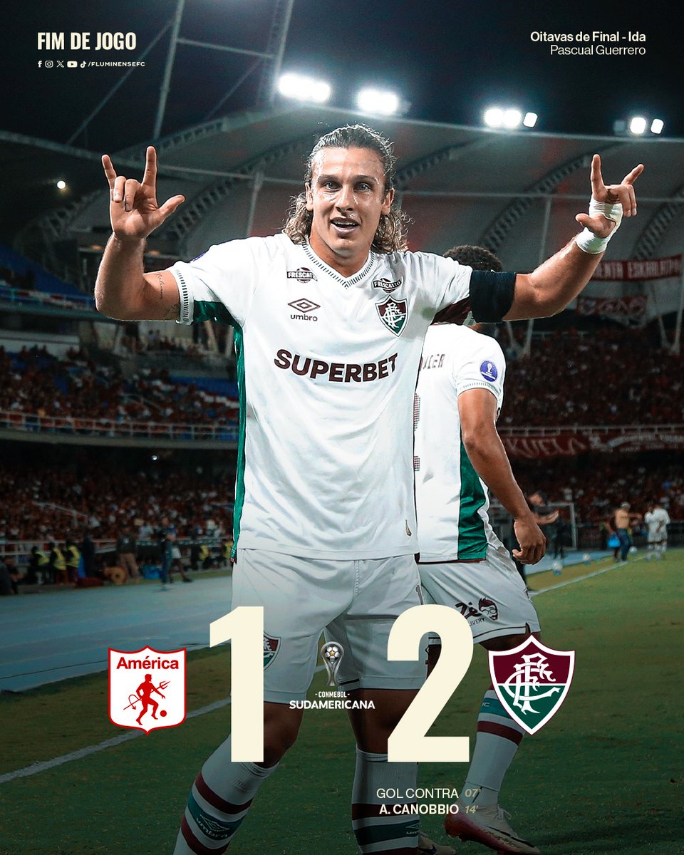 FluminenseFC's tweet image. VEEEEENCE O FLUMINENSE! 

UM GOL CONTRA E OUTRO DE CANOBBIO ABRIRAM VANTAGEM PRO FLU NAS OITAVAS DA @SUDAMERICANABR! VAAAAAAMOOS, TRICOLOOOOR! 🇭🇺🇭🇺🇭🇺
