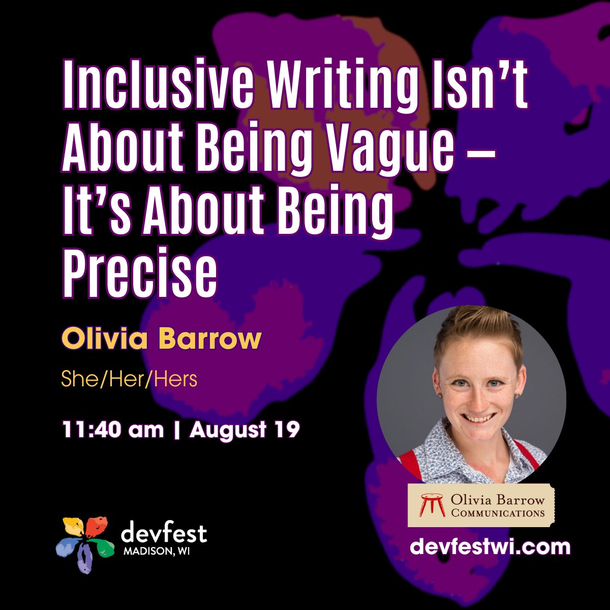 devfestwi's tweet photo. Whether you primarily write code, emails, API documentation, Slack messages, or contracts, language is one of the most powerful tools in your arsenal. Learn how to use it more effectively with Olivia Barrow at DevFest WI 2025! Tickets available at https://t.co/aoElE7wusJ! https://t.co/wi77DKT9iu