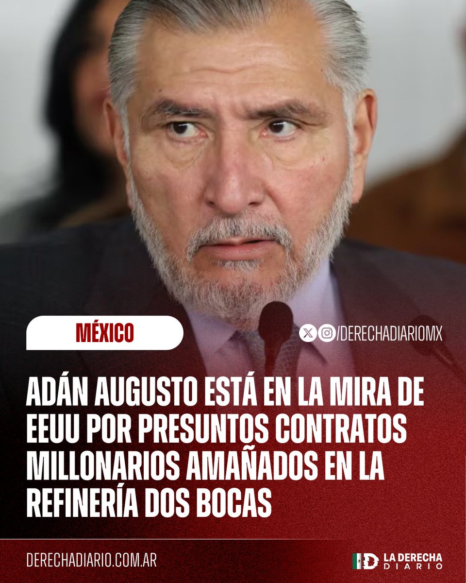 🚨🇲🇽🇺🇸 | NUEVO ESCÁNDALO DE ADÁN AUGUSTO: El senador morenista Adán Augusto López está en la mira del Departamento de Justicia de Estados Unidos por presuntamente facilitar contratos multimillonarios que beneficiaron a los empresarios acusados de sobornar a altos funcionarios de