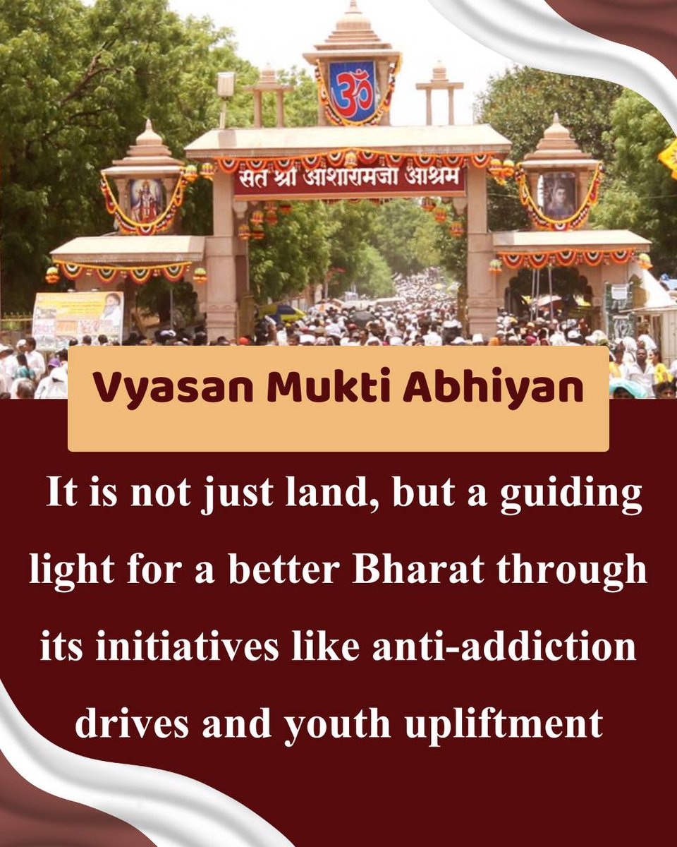 Through the discourses and satsangs of Sant Shri Asharamji Bapu, Yuva Seva Sangh runs the #VyasanMuktBharat campaign to make people understand that addiction not only weakens a person physically, but also mentally and spiritually.

Nation Building