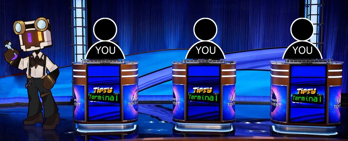 F2 | TVHead Bartender (@f2automaton) on Twitter photo AGAIN Looking For 3 VTubers who would like to collab and join my little game of Trivia Tipsy Terminal :>
The game and date will be discussed with the contestant that will be choosen
Like, Comment and repost. I will choose 3 People at random.
#VTuber #EnVtuber #Twitch #Gaming AGAIN Looking For 3 VTubers who would like to collab and join my little game of Trivia Tipsy Terminal :>
The game and date will be discussed with the contestant that will be choosen
Like, Comment and repost. I will choose 3 People at random.
#VTuber #EnVtuber #Twitch #Gaming