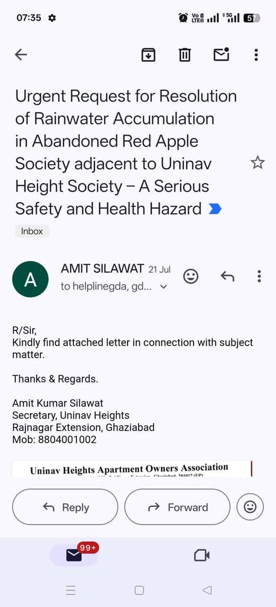 kokliyal's tweet photo. @gdagzb @Atulvats3 atul_vats3 @Deepanshu_RNEx @sunitadayalbjp sir we have done an email to GDA on 21st july 2025 regarding water logging in under construction red apple society. The officers are not doing work and even not picking calls. https://t.co/9gr7qQhK4R