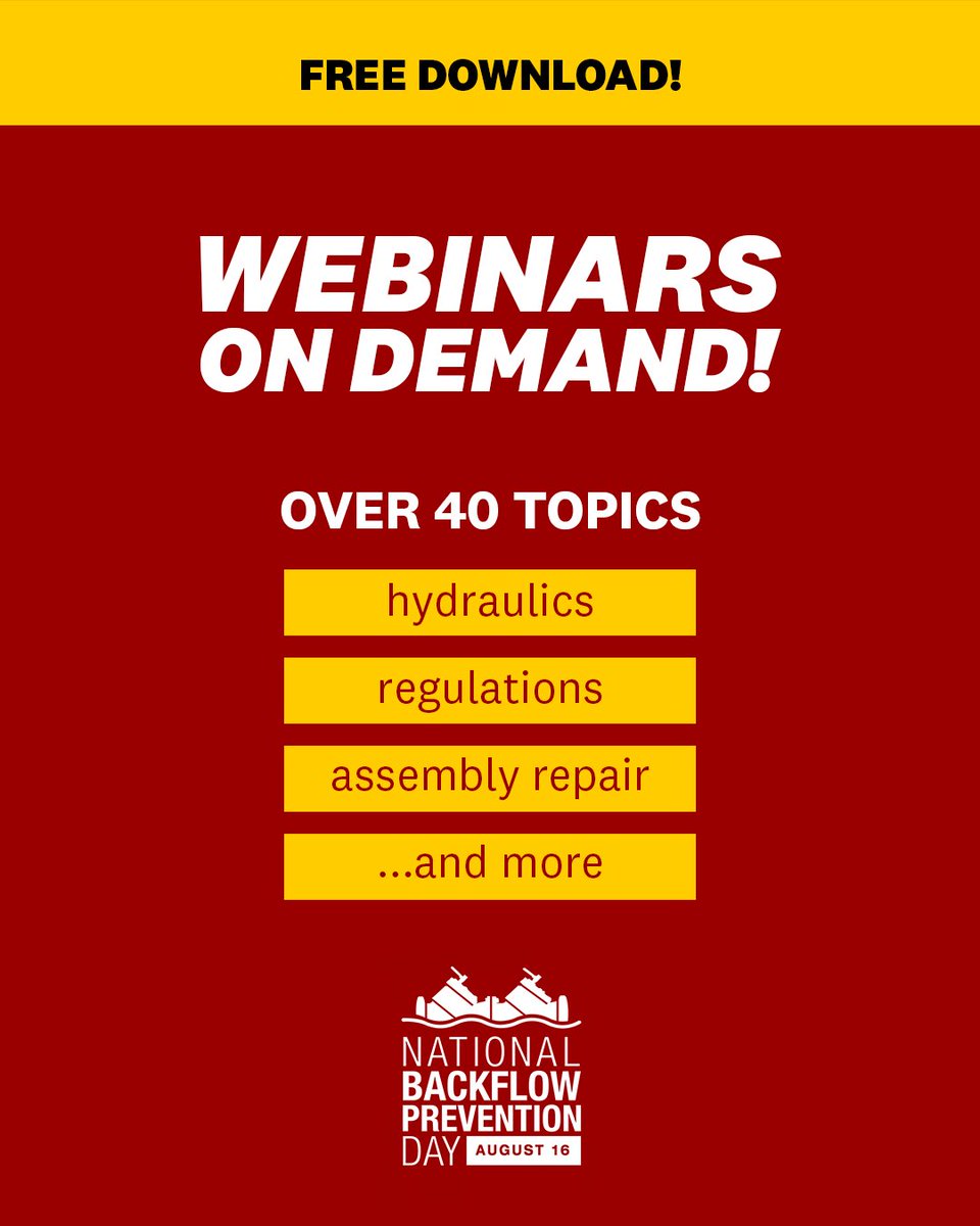 USCFCCCHR's tweet photo. 🎉 Celebrate National Backflow Prevention Day with Us!
We’re offering an exclusive Free Webinar On Demand video download! Choose from over 40 topics!
🔑 Use promo code: “BackflowDay2025” 
Valid now through August 16!
➡️ https://t.co/xYiTqTv16X

#backflowday https://t.co/cWRDxqPjPa