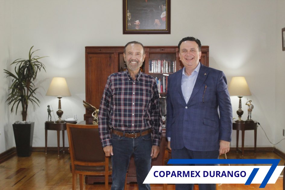 CoparmexD's tweet photo. 🌟 Impulsando Durango 🌟
Hoy, líderes de COPARMEX y gobierno se reunieron para fortalecer el desarrollo empresarial y social de Durango 🤝💼.
¡Juntos por un futuro próspero! 🇲🇽✨
#COPARMEXDurango #DurangoCrece #UnidadYProgreso https://t.co/uAfjAt9UKm