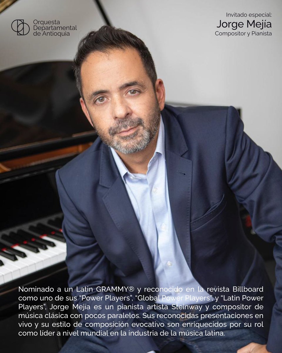 Déjate llevar por la grandeza de la música sinfónica. 🎻🎵

Este viernes 15 de agosto, a las 8:00 p.m, la Orquesta Departamental de Antioquia – ODA llega al Teatro Pablo Tobón Uribe: un concierto imperdible que contará la participación especial de Jorge Mejía.

🎟️ Entrada Libre.