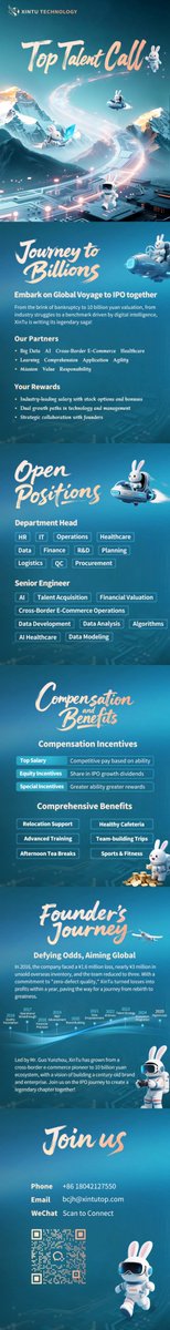 RabbitgooM's tweet photo. 📷 Top Talent Call!
We’re on a global voyage to IPO – and you could be part of it.
📷 Hiring Now:
Dept Heads | Senior Engineers | AI | Data | Cross-Border E-Com &amp; more
📷 Perks:
Top-tier pay + stock options • Fast-track growth • Work with founder
Apply now &amp; shape the future! https://t.co/3JRZeK9gaq
