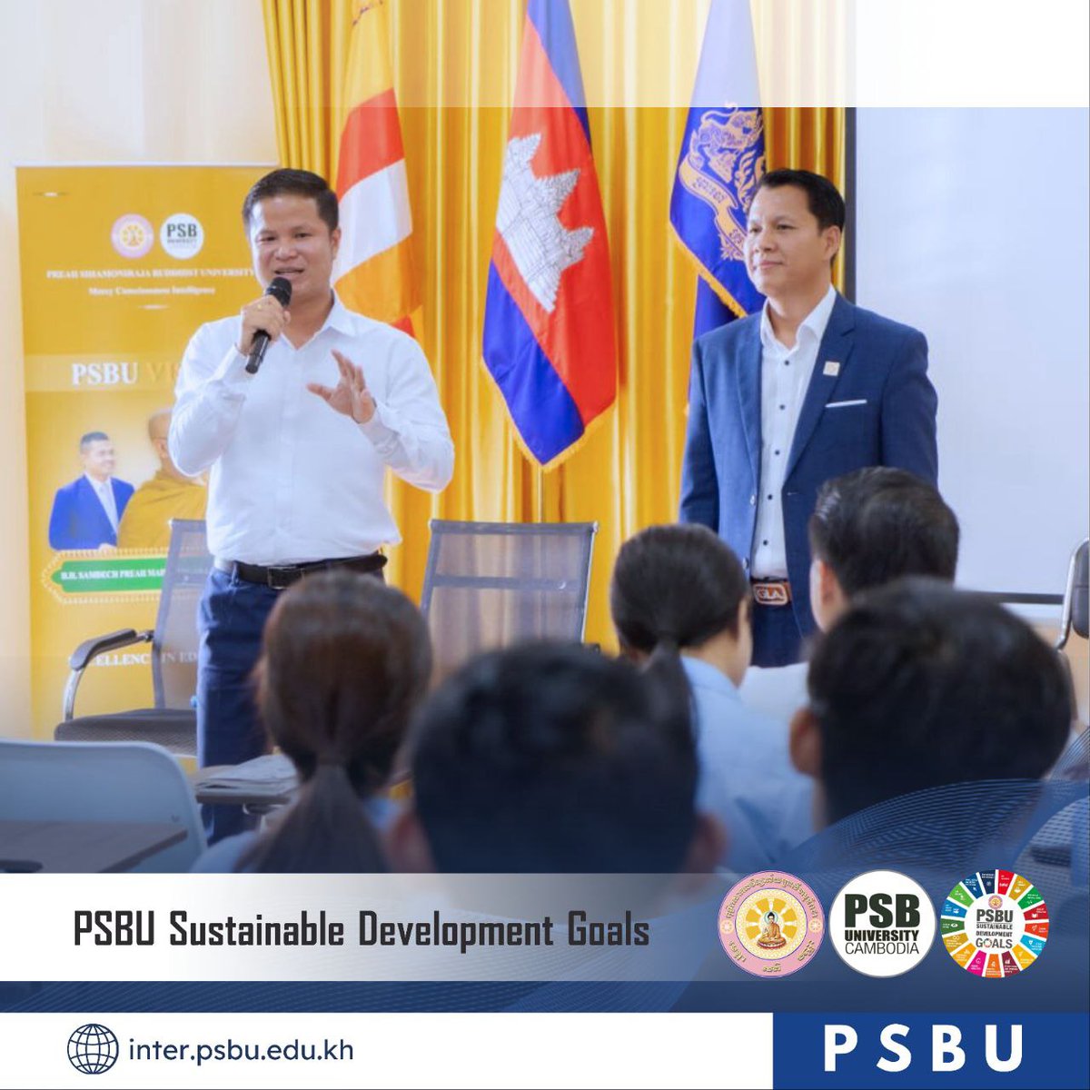 psbuinter's tweet photo. 🚀 Preah Sihamoniraja Buddhist University hosted a dynamic Entrepreneurship &amp; Leadership workshop last weekend, empowering students and young professionals with essential skills for Cambodia’s future growth. https://t.co/75O9q0Azbk