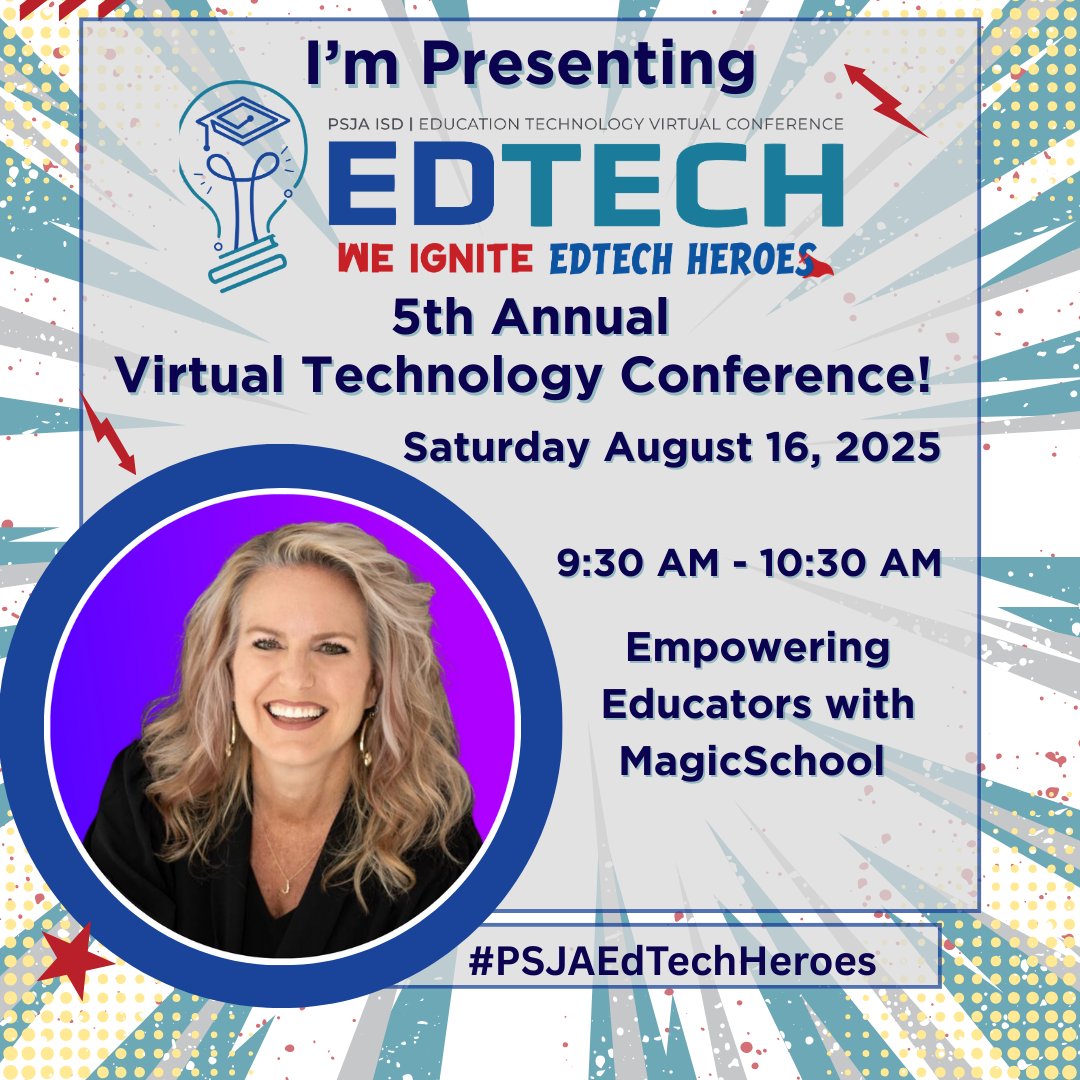 Jeni Long 💜🪄 (@jlo731) on Twitter photo I'm thrilled to be presenting this Saturday and sharing all the ways to utilize <a href="/magicschoolai/">MagicSchool AI 💜 🪄✨</a>!
Hope to see you there! 💜
#magicschoolai #teachersaremagic #madewithmagic
#PSJAEdTechHeroes I'm thrilled to be presenting this Saturday and sharing all the ways to utilize <a href="/magicschoolai/">MagicSchool AI 💜 🪄✨</a>!
Hope to see you there! 💜
#magicschoolai #teachersaremagic #madewithmagic
#PSJAEdTechHeroes