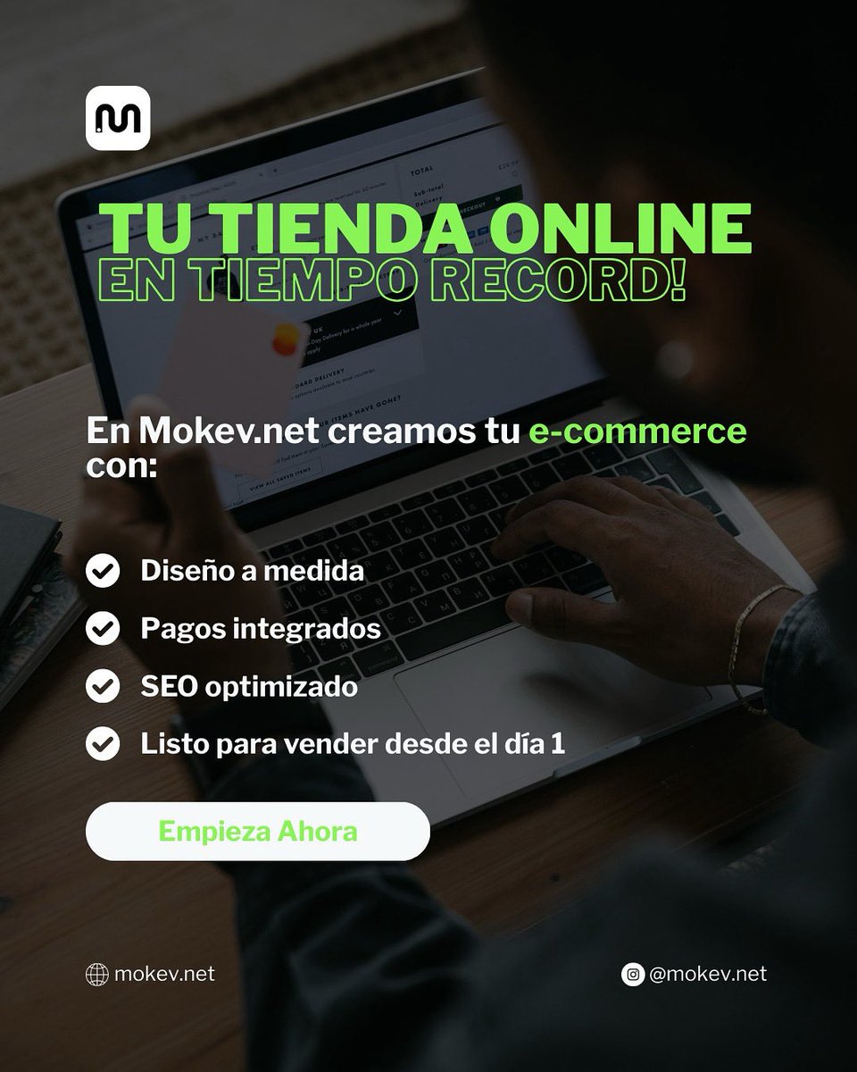 Mokev_net's tweet photo. 🛒 Tu tienda online lista para vender desde el día 1.
En #Mokev hacemos tu e-commerce con pagos integrados y SEO optimizado.
🚀 https://t.co/xBohEsRyky @kevinCoperd https://t.co/BycdCUkW7d
