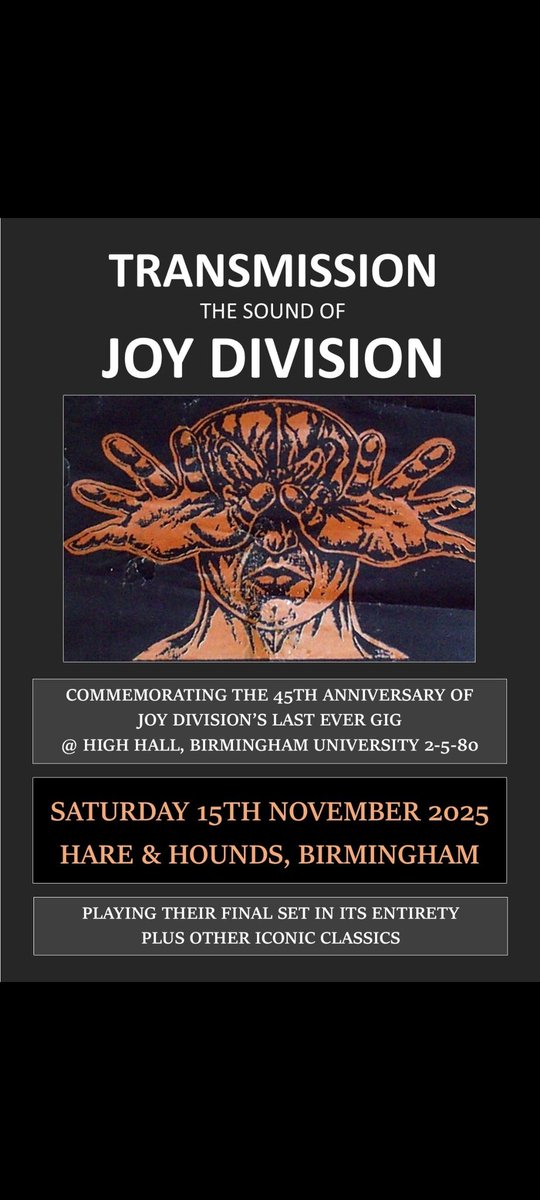 Looking forward to be back playing the Hare &amp; Hounds Birmingham 15th Nov, playing Joy Divisions last ever gig, (45 years ago)
Tickets 👇
skiddle.com/whats-on/Birmi…