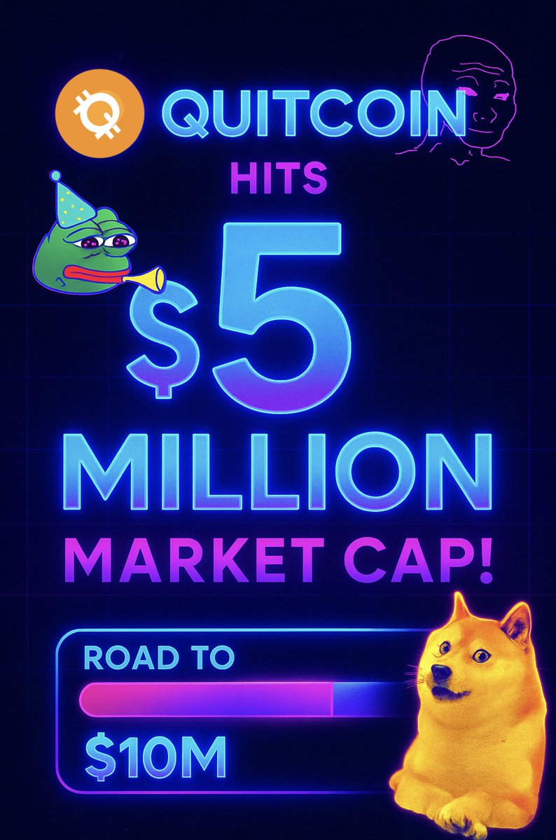 CryptoKing_2020's tweet image. 🚀 $QC isn’t just another meme coin — it’s an AI-driven movement.

Contract Address:👇
4v7TVrzCQPp2nNHn9twrf3eyHQqcy7ieVSLY4xE2hqV

🌐Web:👇
linktr.ee/Quitcoin

✅ Delivered every milestone from its June whitepaper (ahead of schedule)
✅ Pushing hard towards $25M market cap…