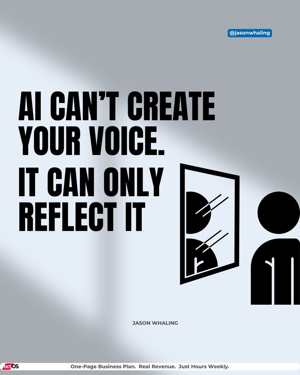 Jason_Whaling's tweet image. AI doesn’t erase your voice.
It just guesses what it thinks you sound like. 🧐

If your post feels 80% “you,” but something’s off…
That’s a prompt structure problem—not a tool problem.

💬 What’s your trick for making GPT sound more like you?
 #AICopywriting #BrandVoice…