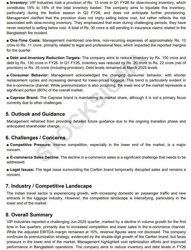 myAlerts_in's tweet photo. #VIPIND #VIPINDQ1 VIP Industries Ltd Q1FY26 Earnings Concall Summary https://t.co/SyZNoAr0n1