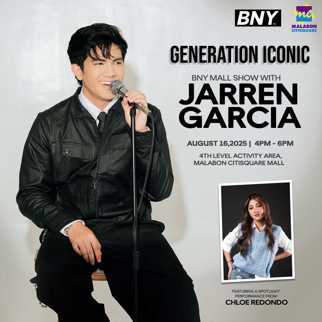 ethere4ljake06's tweet photo. Mark your calendars! ๐ Catch Jarren Garcia live at the BNY Mall Show on Aug. 16, 4โ6 PM at Malabon Citยญsquare Mall! ๐ฅ #GenerationIconic
Ready to experience iconic? โจ See you at Jarren Garciaโs BNY Mall Show this Aug. 16! ๐๐ค
#JarrenGarcia | Jarren Garcia https://t.co/nK3AD2WAJa
