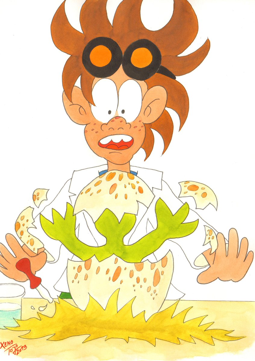 Ein echter Dino Wissenschaftler scheut weder Kosten und ein bisschen Wasser um einen #Dino aus dem Ei schlüpfen zu lassen. Rodney ist trotzdem überrascht, als das #Dinobaby "Nicht die Mama!" lacht. #Cartoon