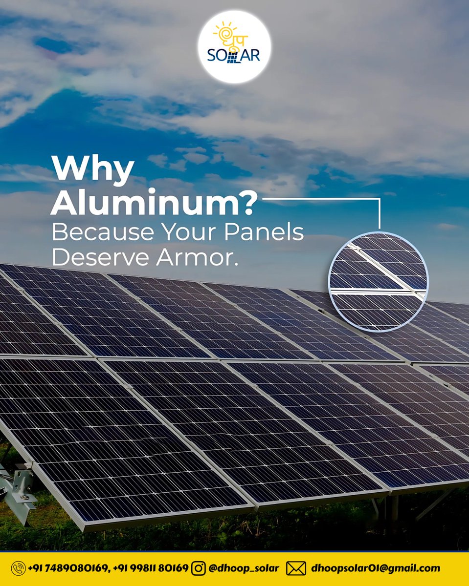 Strong Support for Endless Energy ☀️
Choose aluminium frames – because your solar panels deserve the best armour for lasting performance!
.
Visit Us: dhoopsolar.in
.
#DhoopSolar #solar #SolarEnergy #FreeElectricity #GoGreen #SolarSavings #GreenEnergy #SolarPower