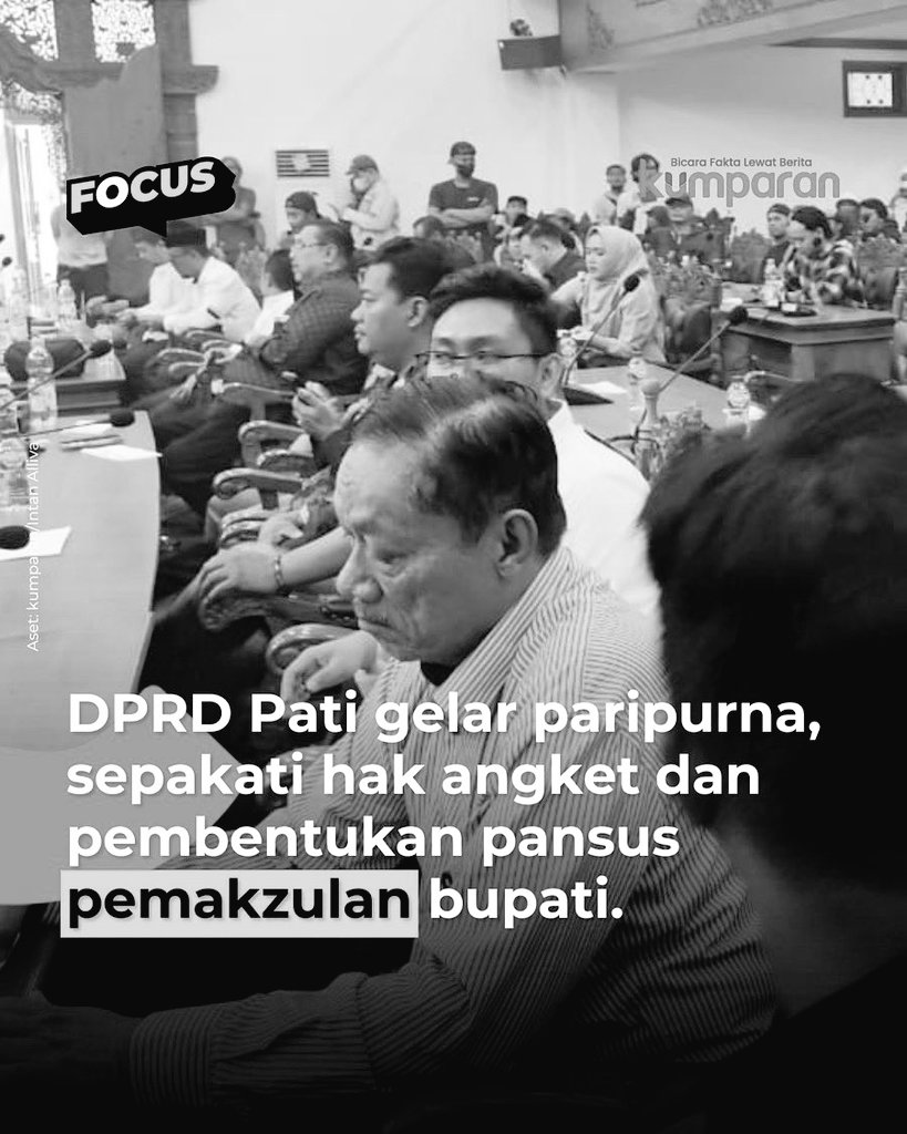 🐨 𝕮𝖗𝖎𝖘𝖙𝖆𝖓𝖙𝖔 𝕯 𝕹 🐨 (@antoniuscdn) on Twitter photo Buat apa pansus lagi...
Tuntutan masyarakat Pati dah jelas lengserkan Bupati Sudewo...
Apakah ini Mau ngolor2 waktu ya...
#Patimelawan
#PatiBersatu
#Berjuang
<a href="/WagimanDeep212_/">Habieb Selow</a>
<a href="/Jateng_Twit/">Info Jateng</a> Buat apa pansus lagi...
Tuntutan masyarakat Pati dah jelas lengserkan Bupati Sudewo...
Apakah ini Mau ngolor2 waktu ya...
#Patimelawan
#PatiBersatu
#Berjuang
<a href="/WagimanDeep212_/">Habieb Selow</a>
<a href="/Jateng_Twit/">Info Jateng</a>