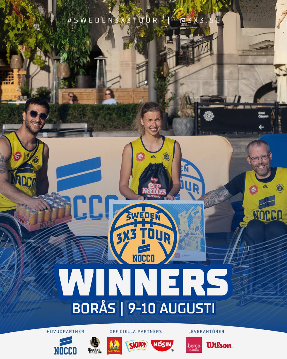 basketse's tweet photo. Borås var 🔥

Här är vinnarna från senaste helgens tourstopp i Borås.
🥇 Damer: KRYDD BK
🥇 Herrar: Nocco
🥇 Rullstol: Andiamo!

📍 Next up: STOCKHOLM TOURSTOPP &amp; TOURFINAL 15-17 AUGUSTI

#SvenskBasket | #3x3se https://t.co/fKj9YEhogr