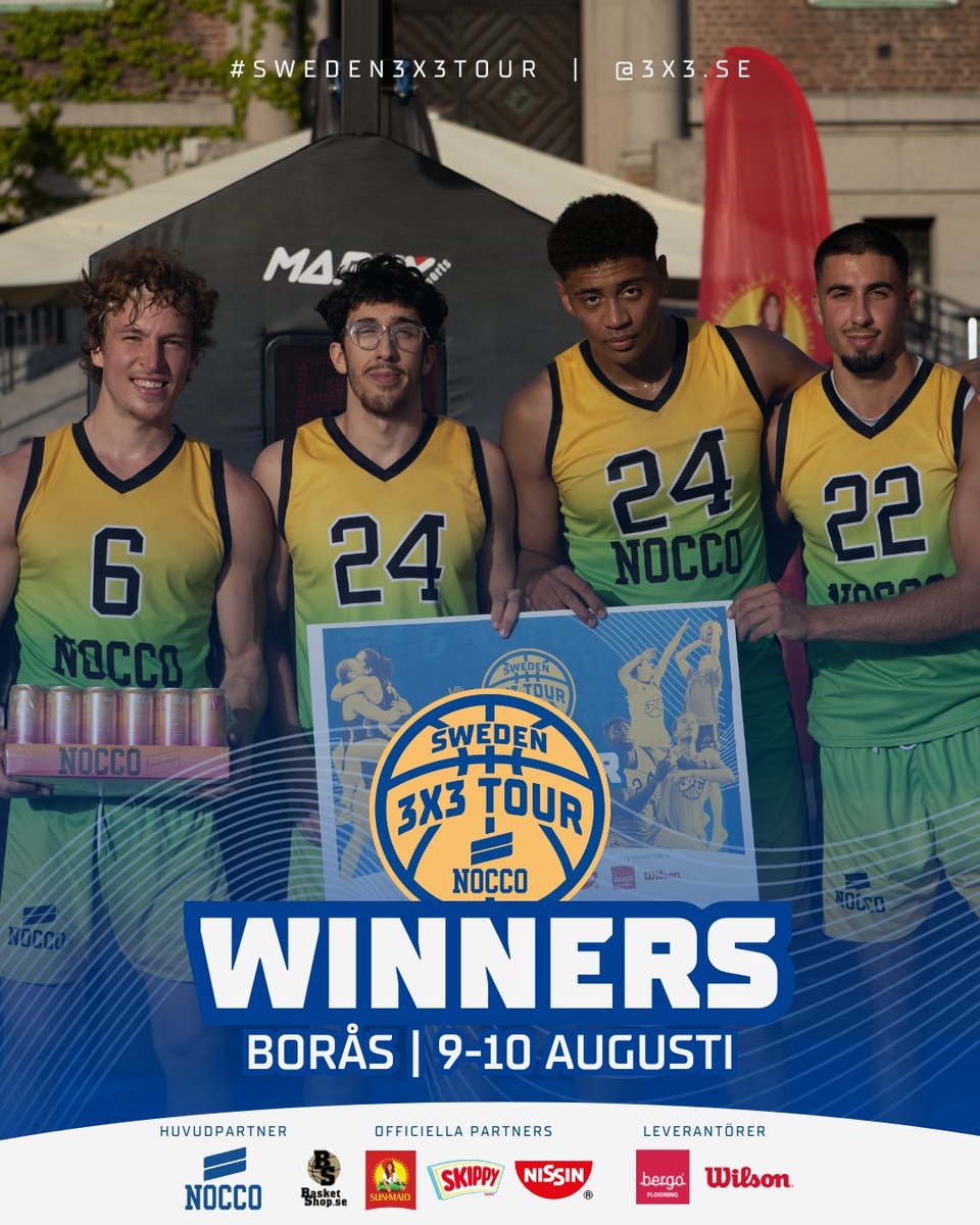 basketse's tweet photo. Borås var 🔥

Här är vinnarna från senaste helgens tourstopp i Borås.
🥇 Damer: KRYDD BK
🥇 Herrar: Nocco
🥇 Rullstol: Andiamo!

📍 Next up: STOCKHOLM TOURSTOPP &amp; TOURFINAL 15-17 AUGUSTI

#SvenskBasket | #3x3se https://t.co/fKj9YEhogr
