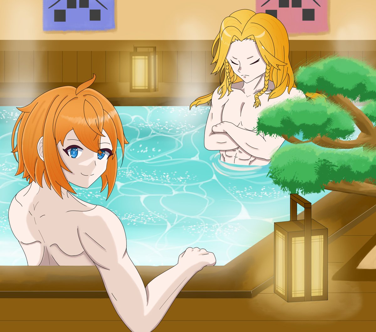 Total98341747's tweet photo. Onsen day off
oc genderswap w @Crisis_Noi https://t.co/X6ZbWiHVeT