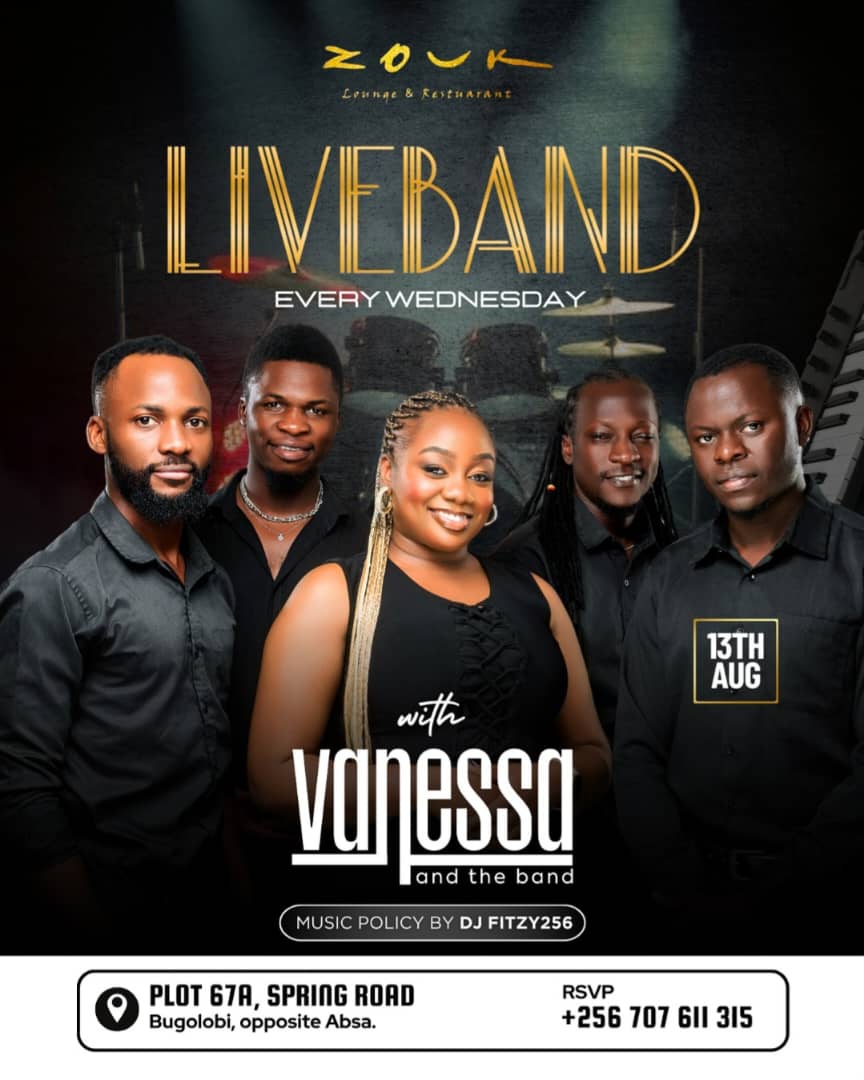 fitzy256's tweet photo. 🎶 Wednesdays just got better! 🎤✨
Join us for LIVE BAND nights at Zouk Lounge &amp; Restaurant with the sensational Vanessa and the Band 🎵🔥

📅 This Wednesday – 13th August
🎧 Music by DJ @fitzy256
📍 Plot 67A, Spring Road, Bugolobi (Opposite Absa)
📞 RSVP: +256 707 611 315 https://t.co/7d6f3KoQyP