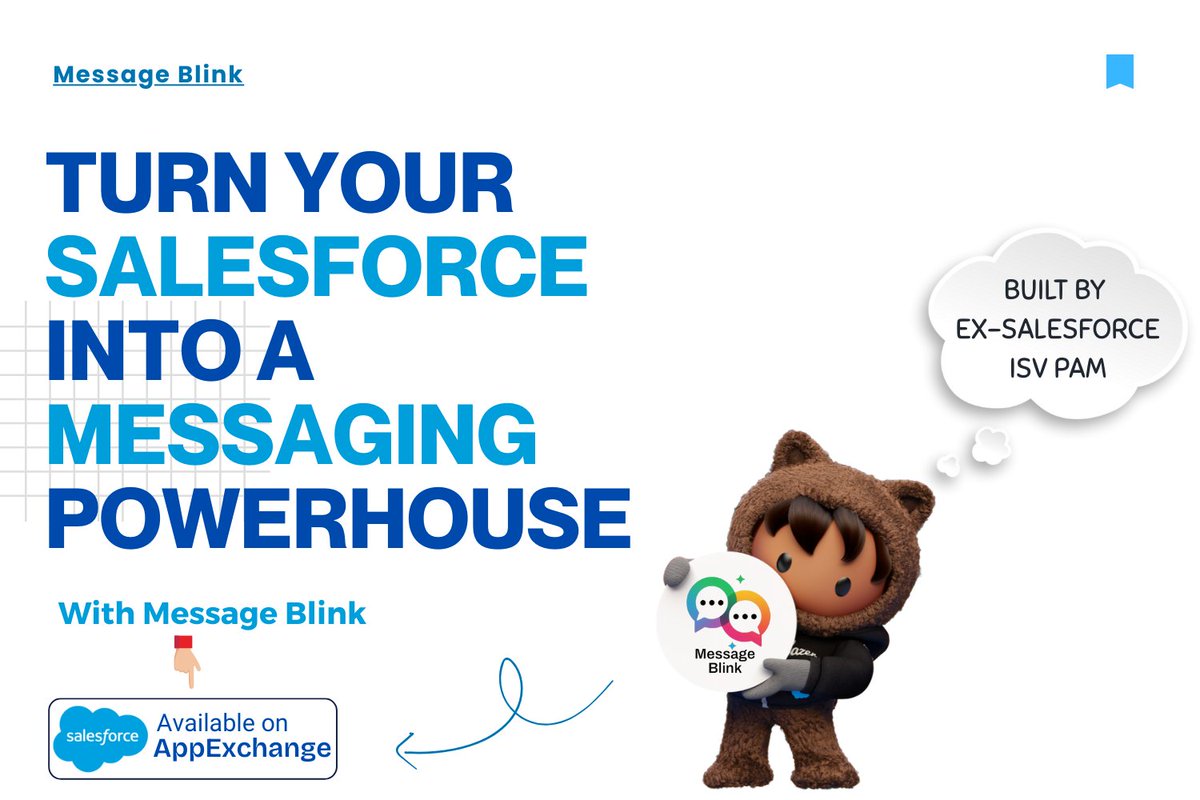 messageblinkk's tweet image. Transform your Salesforce CRM into a messaging hub with Message Blink. Bulk SMS, WhatsApp integration, and automation - all built for speed and simplicity.
🔗 messageblink.com
#salesforce #messageblink #salesforcesms #crm