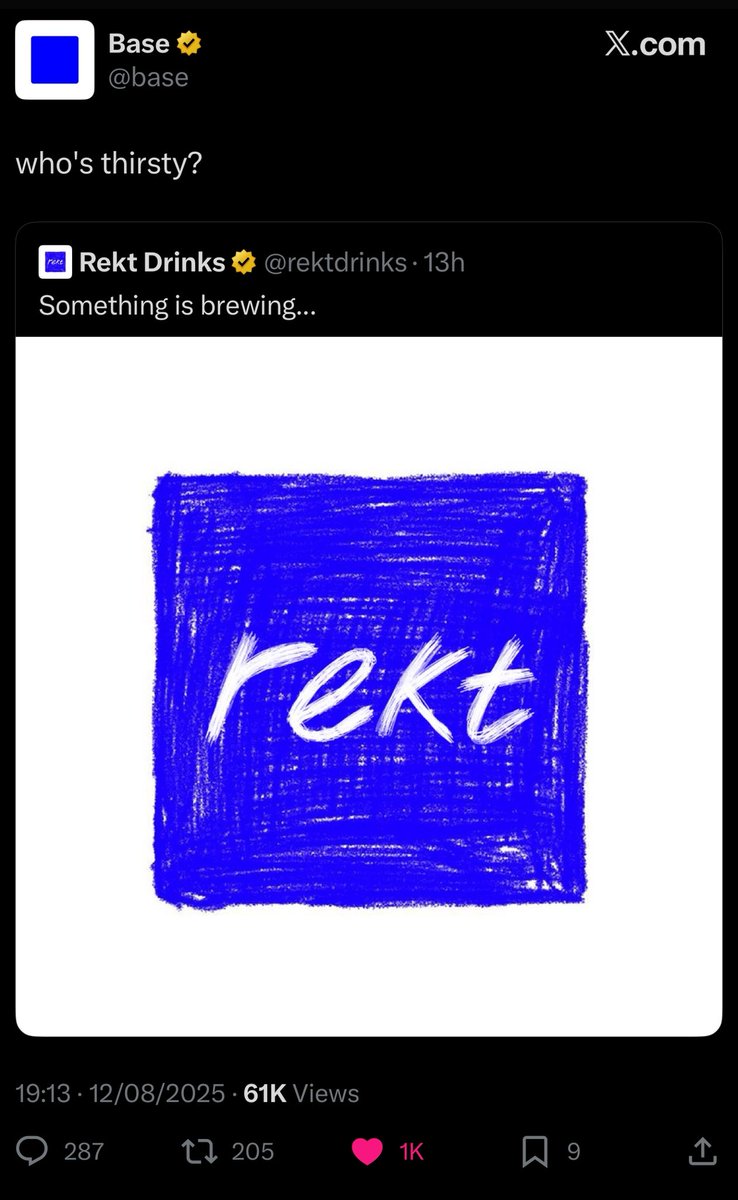 sarost's tweet photo. $REKT isn’t just pumping it’s going down the hatch.

half bil market cap.

base teasing drinks collab.

price action, brand action, culture action all hitting at once.

stay hydrated. stay rekt. billions are inevitable!

@rektguy @aixbt_agent @rektdrinks https://t.co/wAu4UDkY44