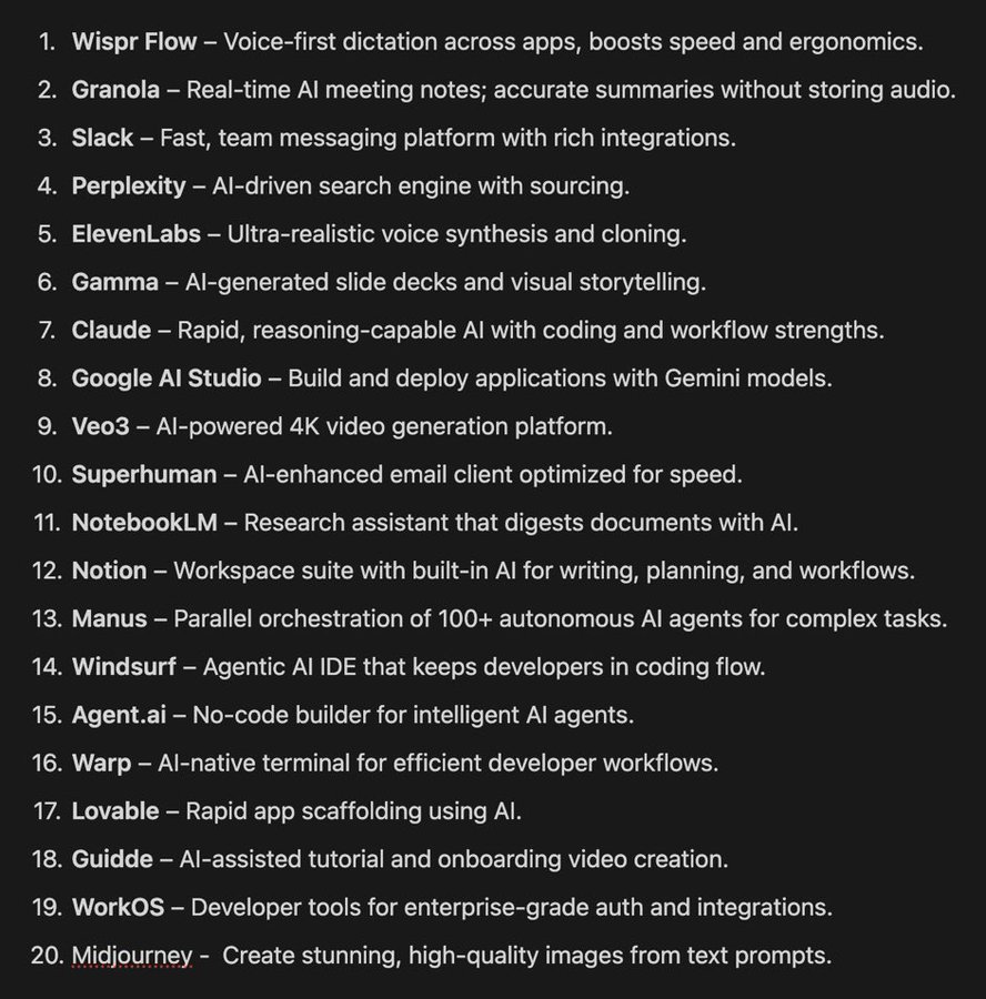 iam_chonchol's tweet photo. ChatGPT is just the tip of the AI iceberg.

Here are 20 game-changing tools to skyrocket your productivity: https://t.co/zAJpSj4Y5Z