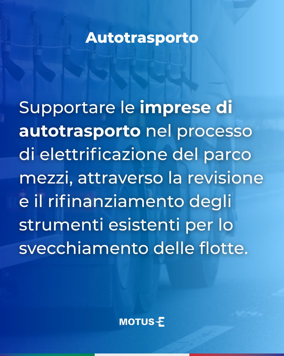 🚚 Come supportare le imprese di autotrasporto nel processo di elettrificazione del parco mezzi?

📍 Leggi la proposta normativa contenuta nel Libro Bianco di Motus-E. 

👉🏻 motus-e.org/studi_e_ricerc…