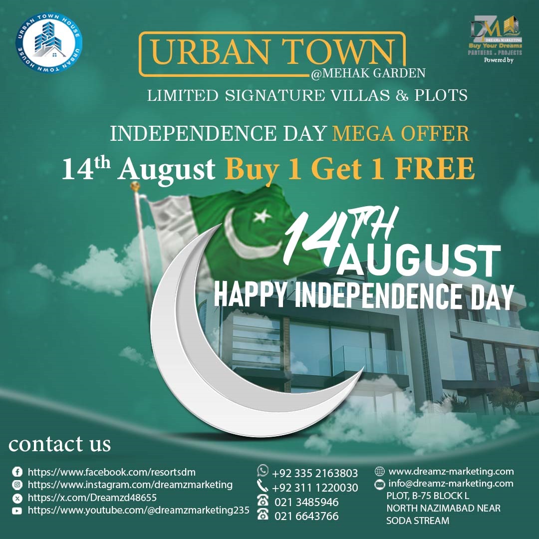cpecfarms's tweet photo. 🏡 14th Aug Mega Deal! 🎉
 Buy 1 Plot/Villa, Get 1 FREE at Urban Town @ Mehak Garden.
📍 Prime Location | Gated Community | 24/7 Security
📞 0335-2163803 | https://t.co/zyoQboZbbv

#UrbanTown #MehakGarden #Buy1Get1Free https://t.co/tHRLz7d0Zc
