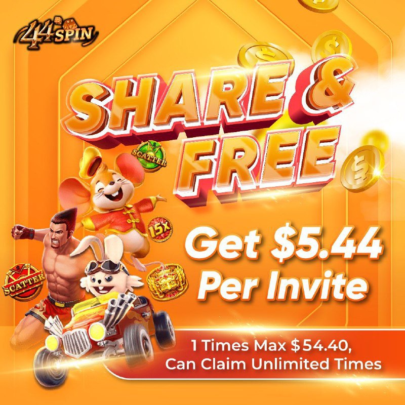 44SpinAustralia's tweet photo. Have you ever thought that you can earn free credit by inviting friends to register? Now 44SPIN makes this idea a reality! Invite 1 friend to register and earn up to $5.44 free credit. The more invitations, the more points you get. ✈️

👉Each Invite Get 5.44
🛠Max 10 Downline Eac https://t.co/86rjTDG2hT