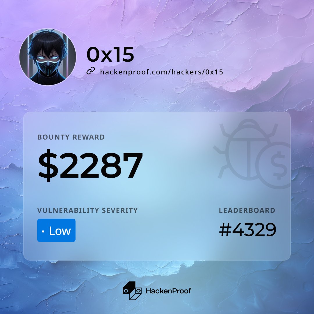 First payout from <a href="/HackenProof/">HackenProof</a> from the <a href="/bluefinapp/">Bluefin</a> audit contest